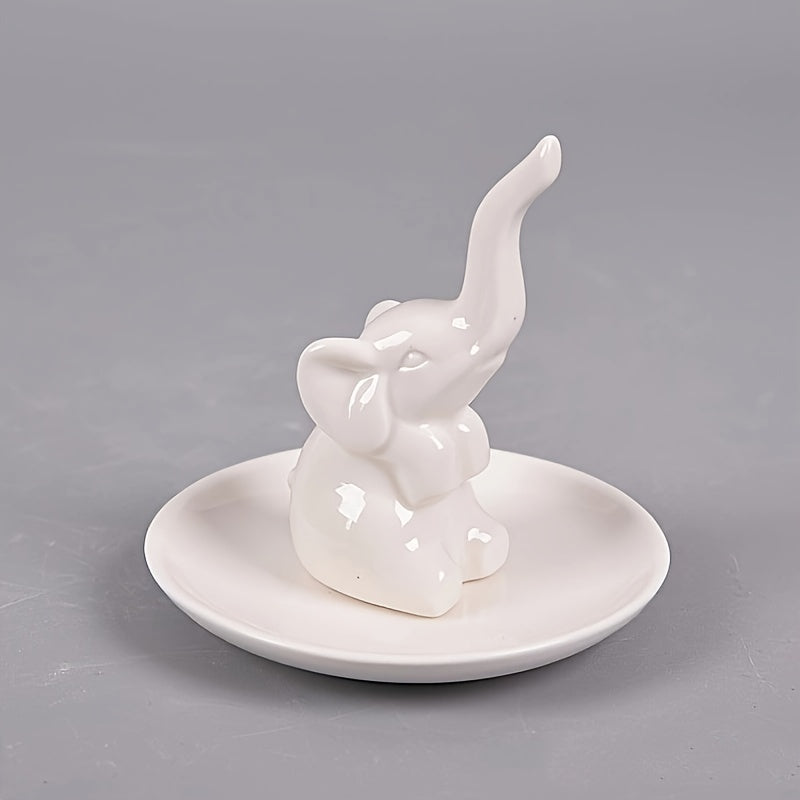 Ceramic Elephant Jewelry Plate Tray, Household Plate for Necklace Rings