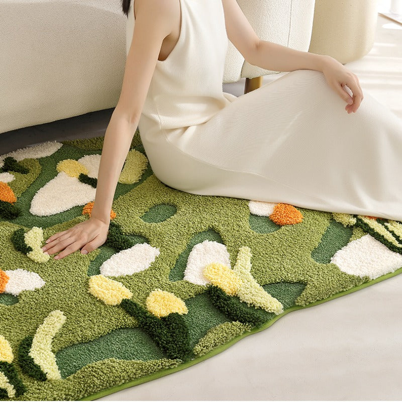 Feblilac Green Little Fresh Handmade Tufted Acrylic Livingroom Carpet Area Rug