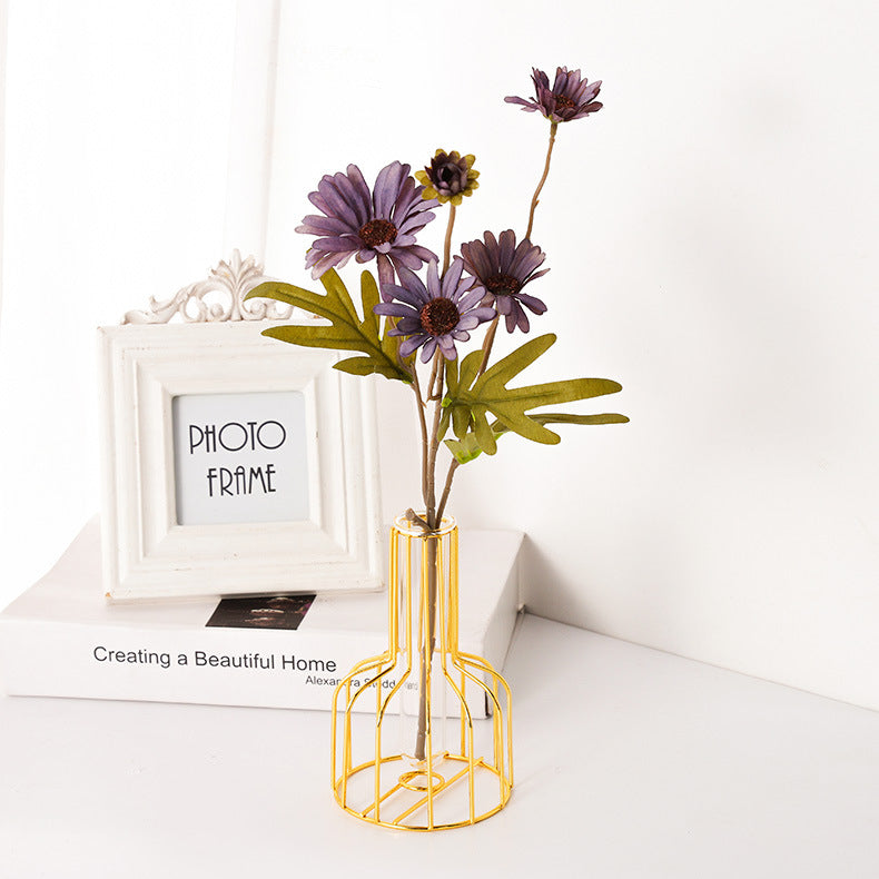 Simple Metal Vase with Glass Tube
