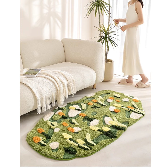 Feblilac Green Little Fresh Handmade Tufted Acrylic Livingroom Carpet Area Rug