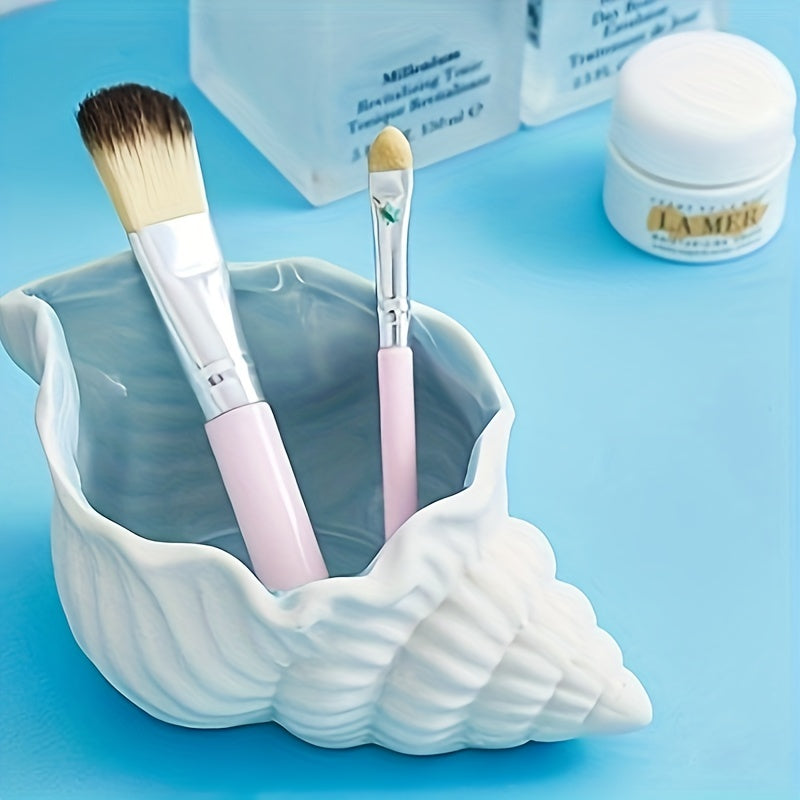 Cute Ceramic Jewelry Storage Tray, Conch Shaped Organizer for Earrings Rings Bracelets