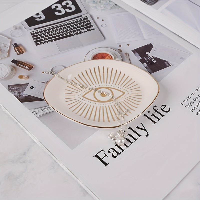 Ceramic Round Storage Plate Tray for Ring Necklace Earrings Jewelry