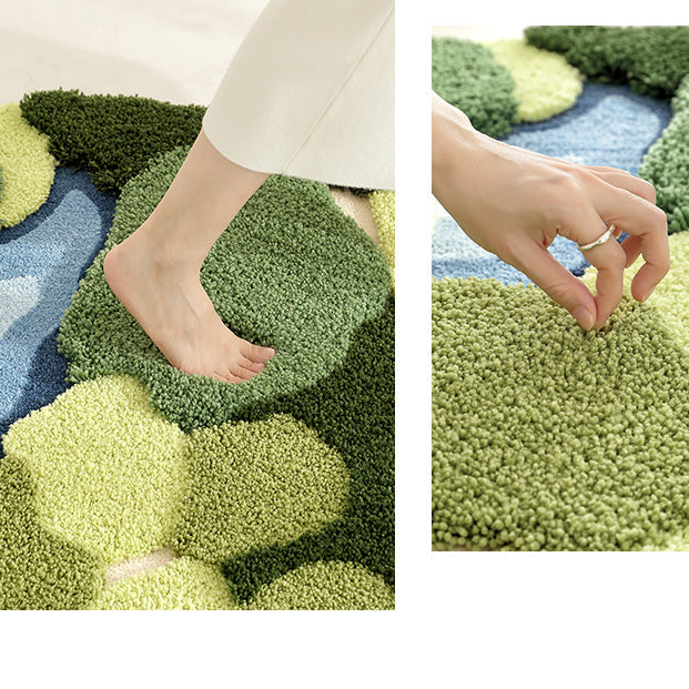 Feblilac Green Forest Moss Bedroom Rug Long Runner