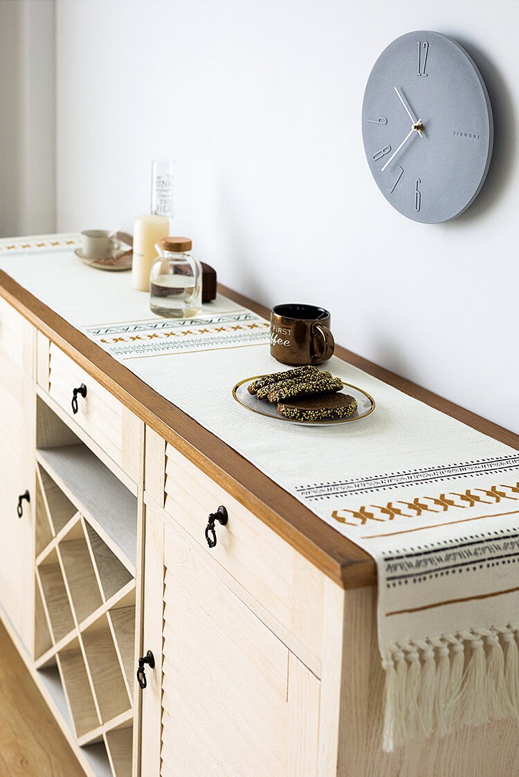 Cotton and linen Table Runners, Morocco Style table runners, Decorative Tassel table runners, Modern table setting.Housewarming gift.