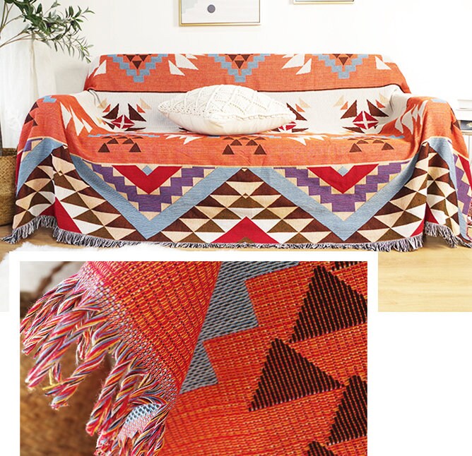 Luxury Aztec Throw,Cozy Nap Throw Blanket,Sofa Blanket,Double-Sided Use Sofa Throw Blanket,Sofa Throw Tapestry Throw,Housewarming gift.