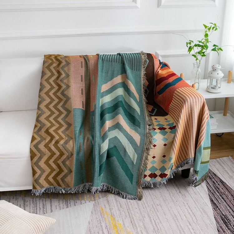 Bohemia Vintage picnic blanket Cozy Nap Throw Blanket,Double-Sided Use Sofa Throw Blanket,Sofa Throw Tapestry Throw,Housewarming gift.