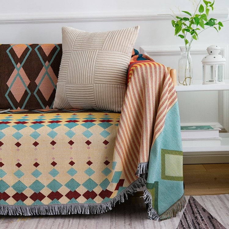 Bohemia Vintage picnic blanket Cozy Nap Throw Blanket,Double-Sided Use Sofa Throw Blanket,Sofa Throw Tapestry Throw,Housewarming gift.