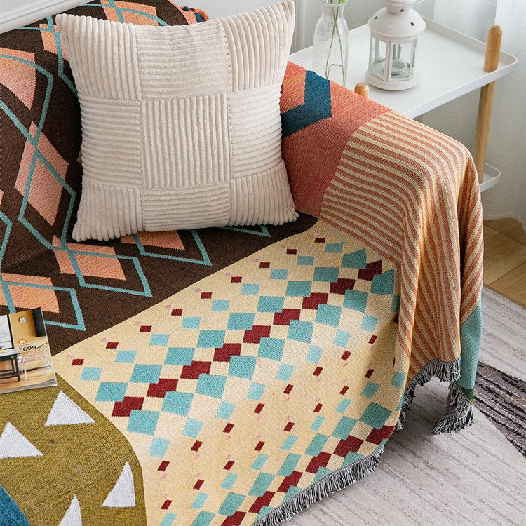 Bohemia Vintage picnic blanket Cozy Nap Throw Blanket,Double-Sided Use Sofa Throw Blanket,Sofa Throw Tapestry Throw,Housewarming gift.