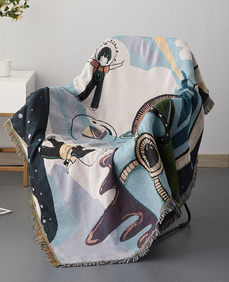 Nordic Blanket, Wall Art Blanket, Couch Throw, Large Woven Tapestry Jacquard Throw, Gift for Her, Birthday Gift, Decor