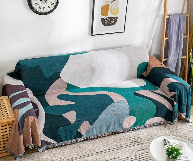 Nordic Blanket Throw, Wall Art Blanket, Tapestry Blanket, Couch Throw, Cozy Blanket,large size, Gift for Her, Birthday Gift, Decor