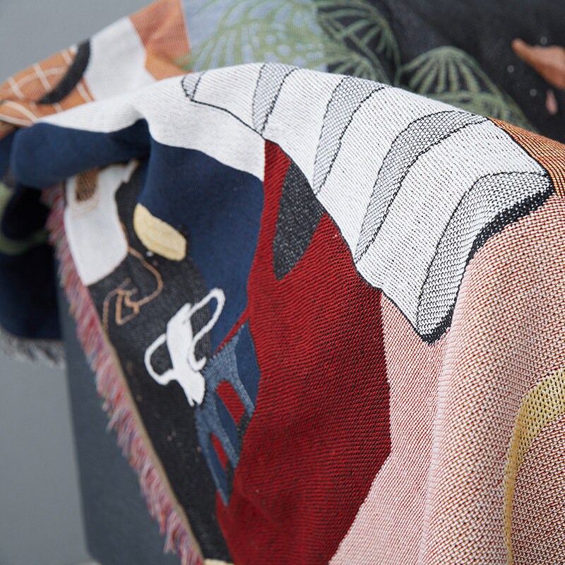 Space Tourism Cotton Woven Throw Blanket,Cozy Nap Throw Blanket, Double-Sided Use Sofa Throw Blanket,Tapestry Throw,Housewarming gift.