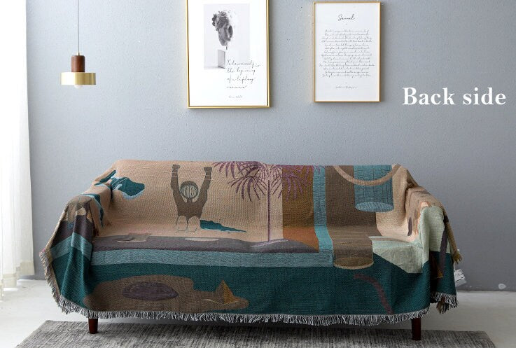 Space Tourism Cotton Woven Throw Blanket,Cozy Nap Throw Blanket, Double-Sided Use Sofa Throw Blanket,Tapestry Throw,Housewarming gift.