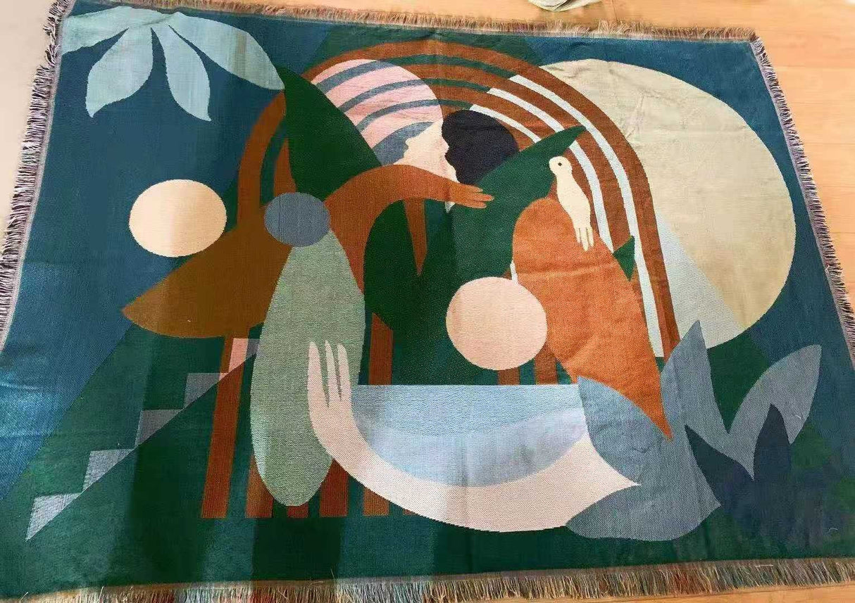Nordic Blanket Throw, Wall Art Blanket, Couch Throw, Large Woven Tapestry Jacquard Throw, Gift for Her, Birthday Gift, Decor