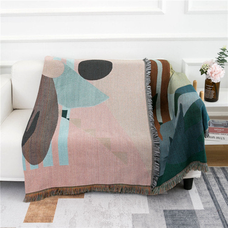 Nordic Blanket Throw, Wall Art Blanket, Couch Throw, Large Woven Tapestry Jacquard Throw, Gift for Her, Birthday Gift, Decor