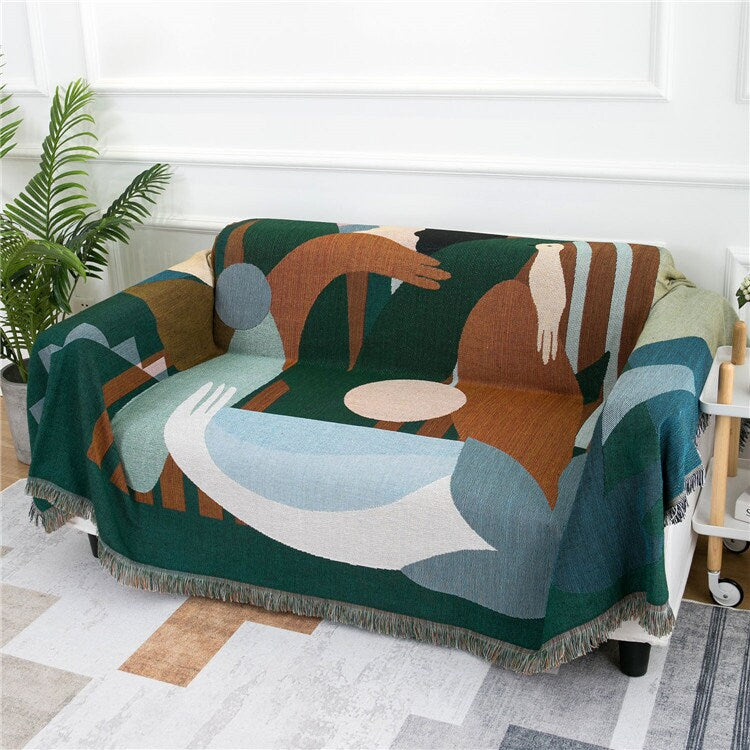 Nordic Blanket Throw, Wall Art Blanket, Couch Throw, Large Woven Tapestry Jacquard Throw, Gift for Her, Birthday Gift, Decor