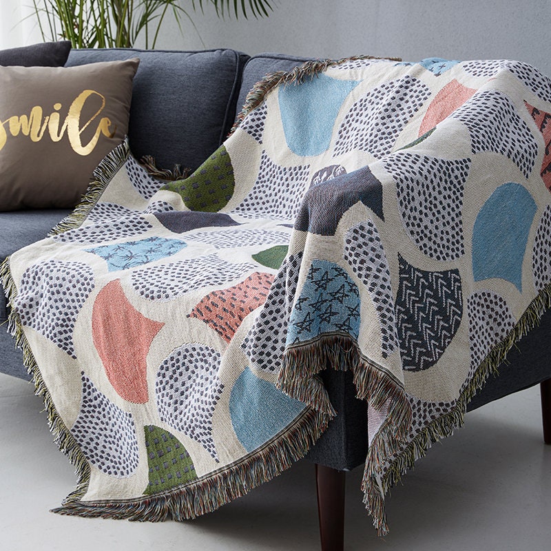 Abstract ginkgo leaf sofa blanket, Cozy Nap Throw Blanket, Beach blanket,Double-Sided Use Blanket,Sofa Tapestry Throw,Housewarming gift.