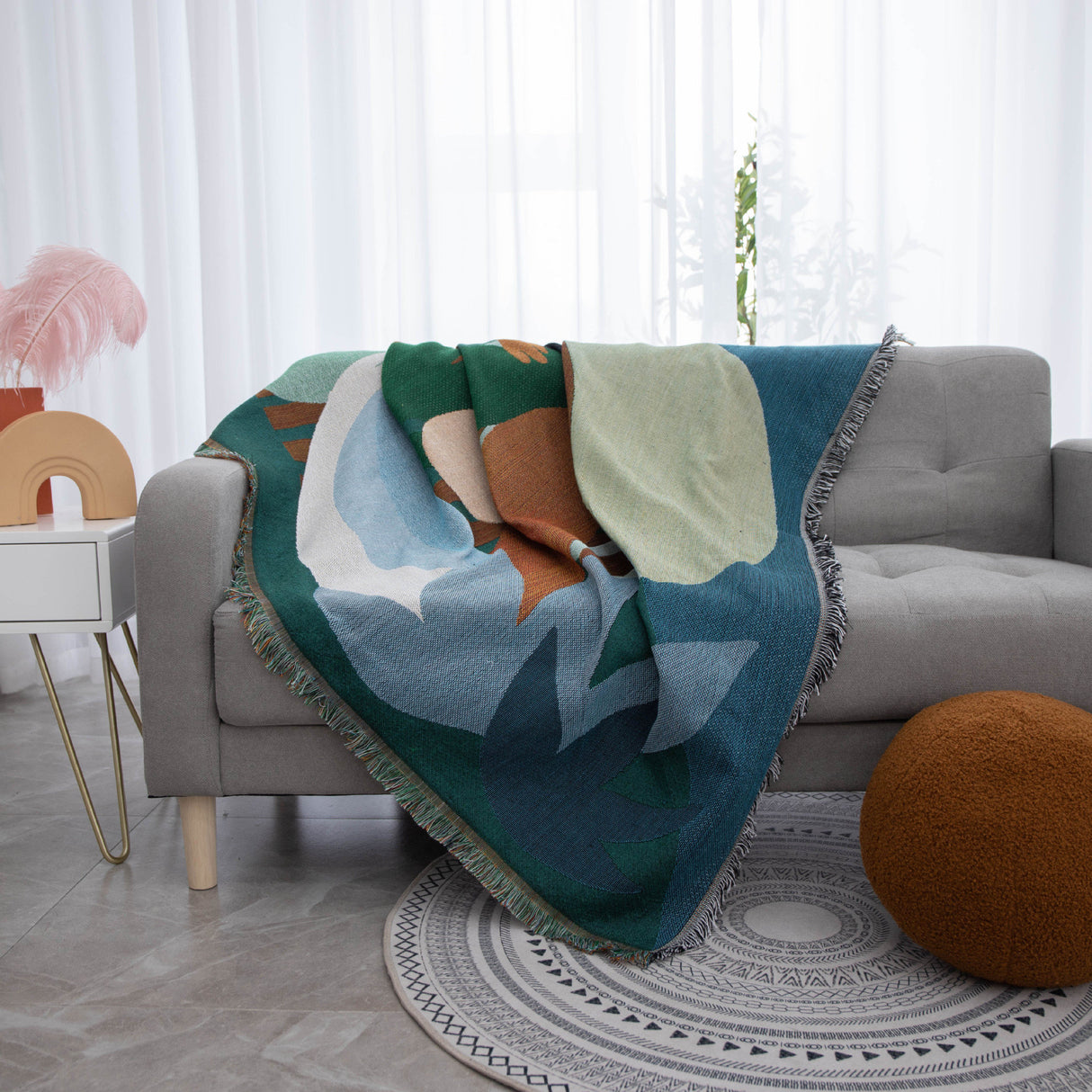 Nordic Blanket Throw, Wall Art Blanket, Couch Throw, Large Woven Tapestry Jacquard Throw, Gift for Her, Birthday Gift, Decor