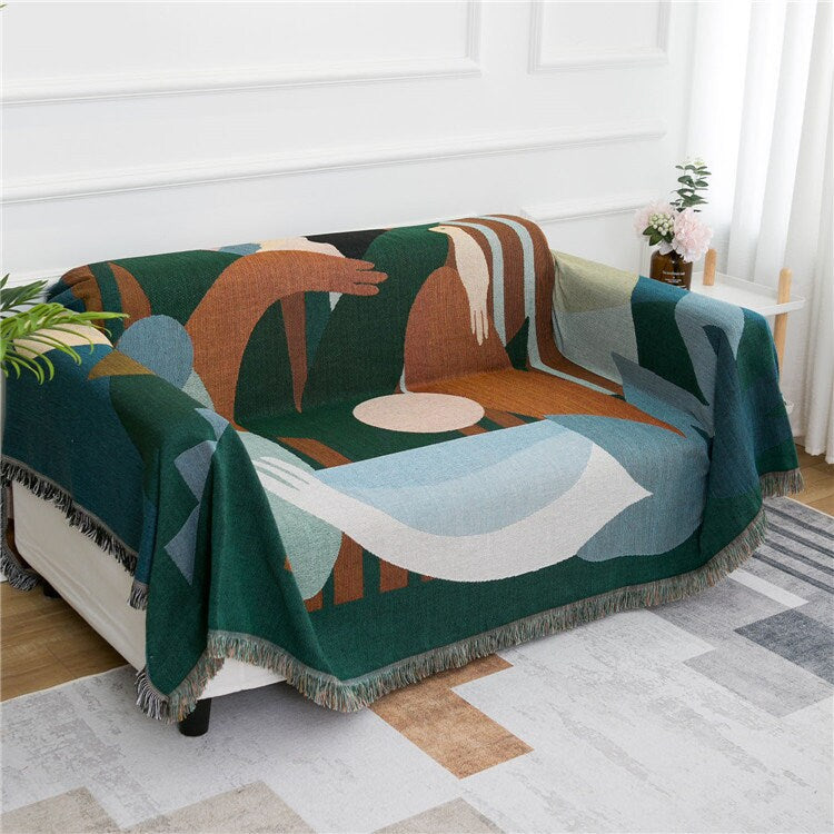Nordic Blanket Throw, Wall Art Blanket, Couch Throw, Large Woven Tapestry Jacquard Throw, Gift for Her, Birthday Gift, Decor