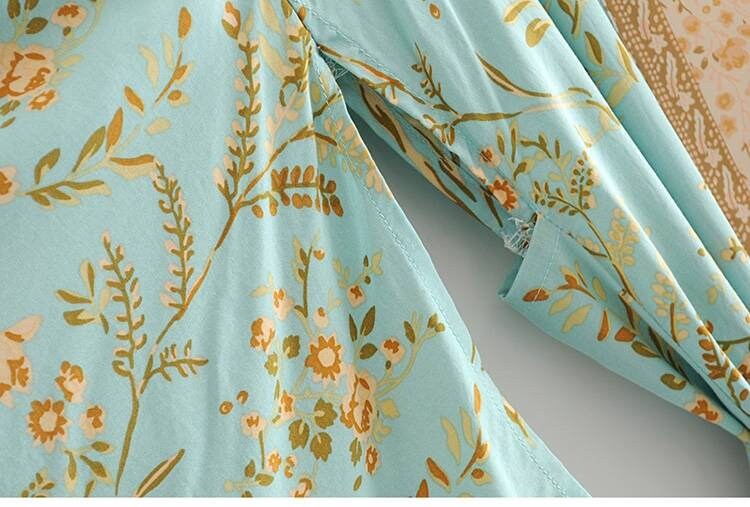 Flower Print Loose Open Front Soft long kimono cardigans,Vintage Boho Floral Print Summer Tops Belted Beachwear ,shawl for women