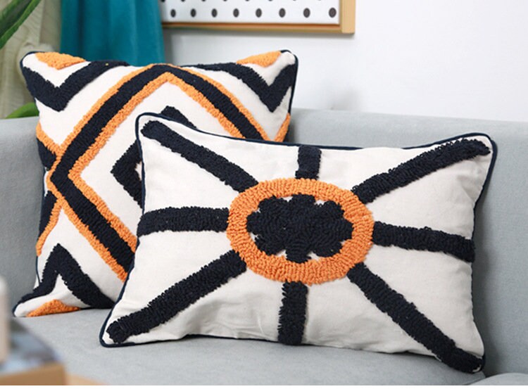 Cold tones man home decor Cotton linen tufted cushion covers, cotton tufted pillowcases, decorative,Holiday gifts ,housewarming gifts.