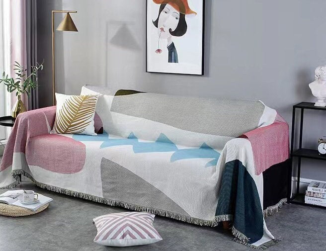 Abstract Picasso style sofa blanket,  Wall Art Blanket, Couch Throw, Large Woven Tapestry Jacquard Throw, Gift for Her, Birthday Gift, Decor