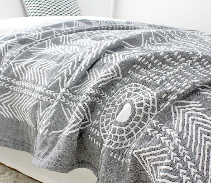 Bohemia Cotton Blanket Throw,Cotton Blanket 3-Layers Double-sided Woven Home Decor Bedding,Cozy Nap Throw Blanket,Housewarming gift.