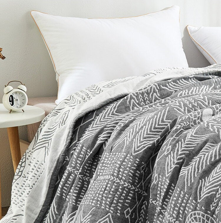 Bohemia Cotton Blanket Throw,Cotton Blanket 3-Layers Double-sided Woven Home Decor Bedding,Cozy Nap Throw Blanket,Housewarming gift.
