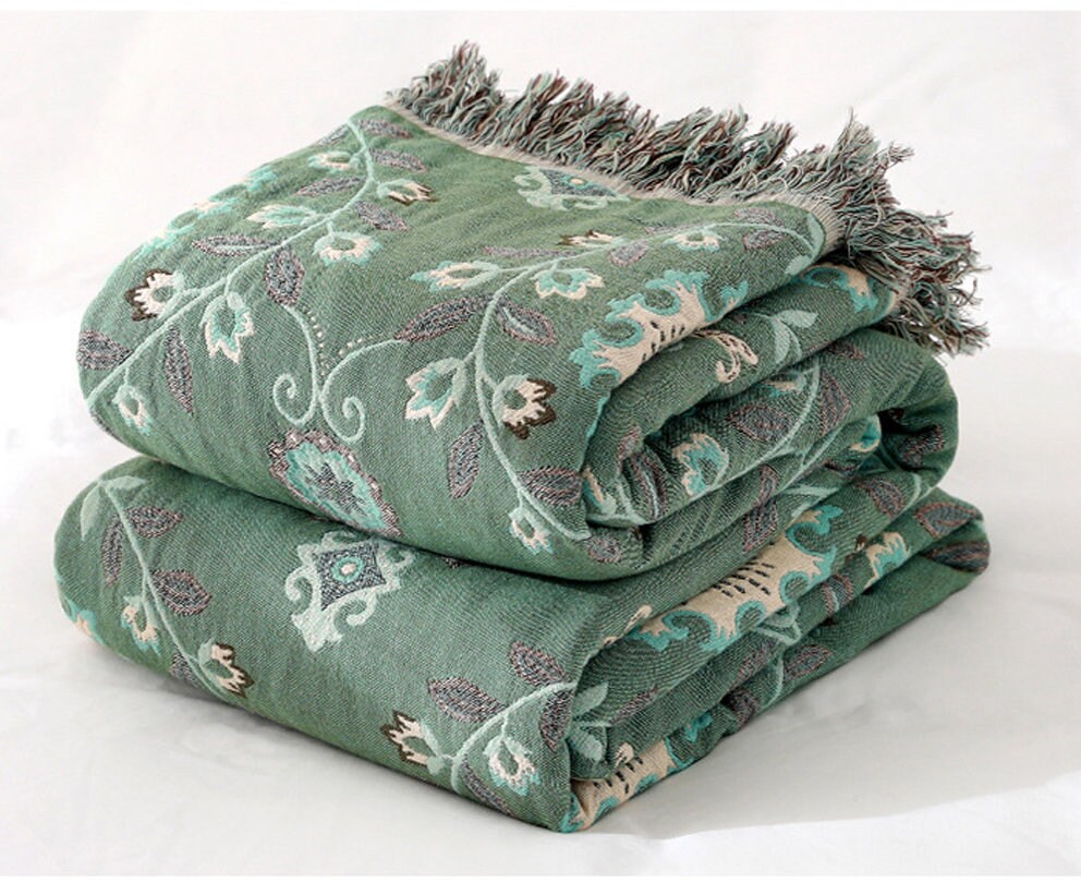 Four Layers Cotton Blanket 100% cotton bedcover Sofa Blanket, Double-Sided Use Sofa Throw Blanket for Queen Size Bed,Housewarming gift