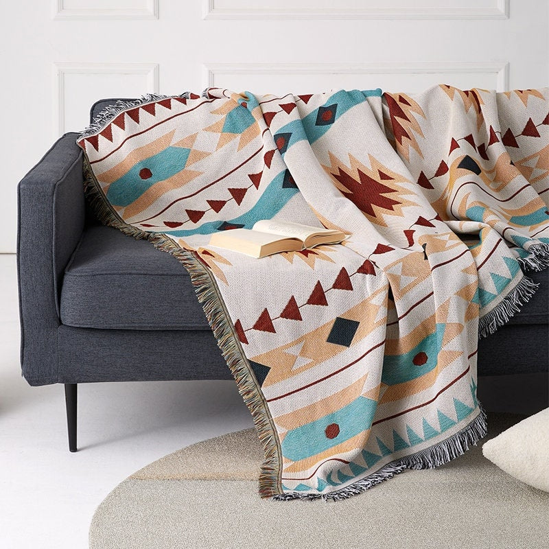 Luxury Aztec Throw,Cozy Nap Throw Blanket,Sofa Blanket,Double-Sided Use Sofa Throw Blanket,Sofa Throw Tapestry Throw,Housewarming gift.