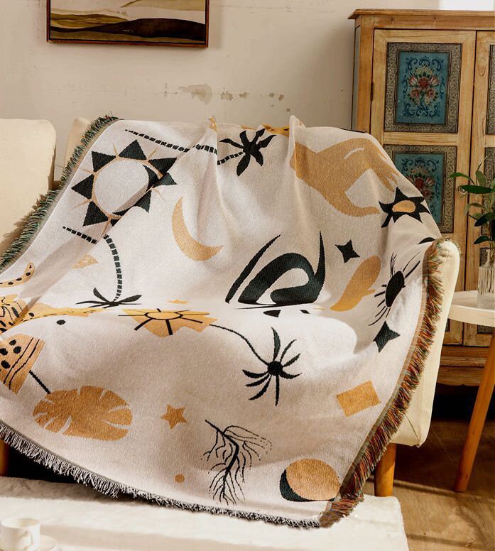 Leopard Furniture Throw, Picnic Blanket, Garden Cotton Knitted Blanket, Unique Gift, Picnic blanket,Double-Sided Use,Housewarming gift.