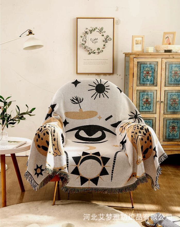 Leopard Furniture Throw, Picnic Blanket, Garden Cotton Knitted Blanket, Unique Gift, Picnic blanket,Double-Sided Use,Housewarming gift.