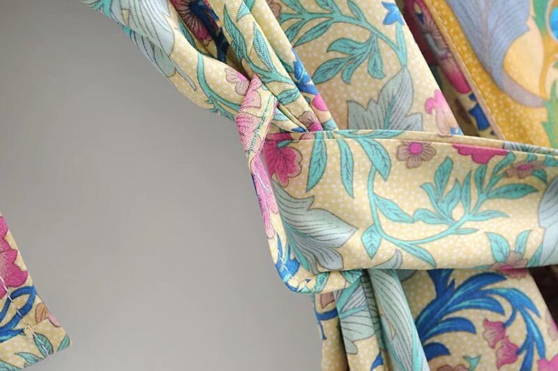 Kimono Boho Vintage cotton phoenix tail print Sashes Women Bohemian V Neck Batwing Sleeves long robe Kimono Jacket,gift for her