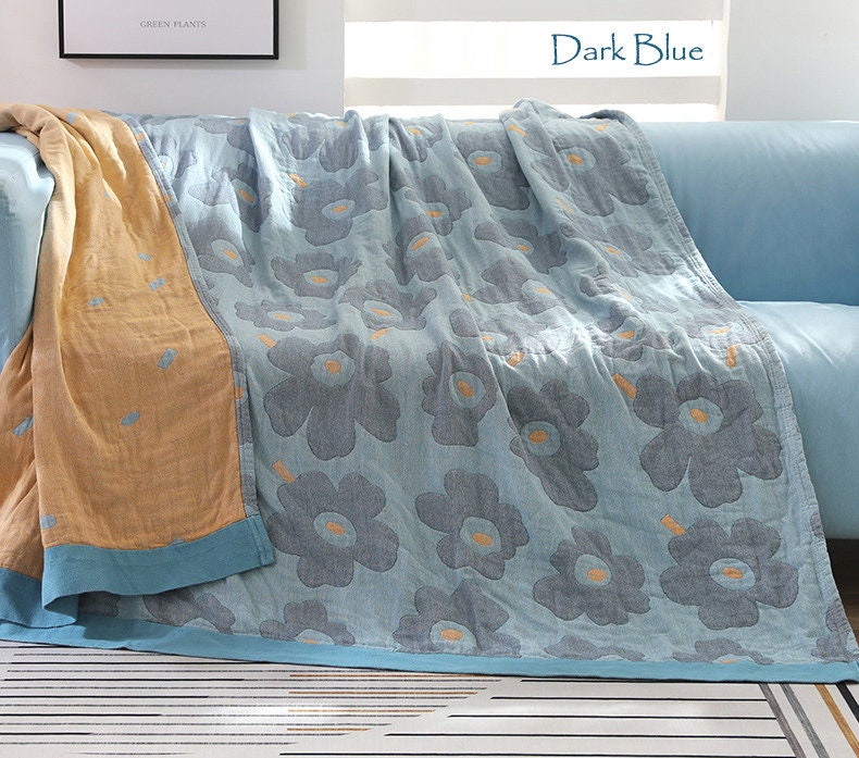 Soft 5 Layers Cotton Throw Bed Cover 100% cotton Muslin Woven Sofa Throw Home Decor,Double-sided Bed Throw Blanket,Housewarming gift.
