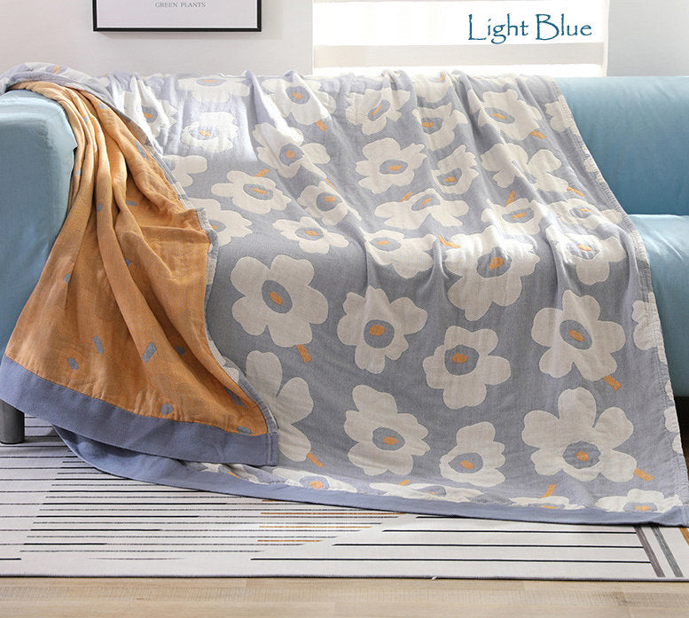 Soft 5 Layers Cotton Throw Bed Cover 100% cotton Muslin Woven Sofa Throw Home Decor,Double-sided Bed Throw Blanket,Housewarming gift.