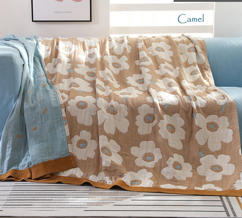 Soft 5 Layers Cotton Throw Bed Cover 100% cotton Muslin Woven Sofa Throw Home Decor,Double-sided Bed Throw Blanket,Housewarming gift.