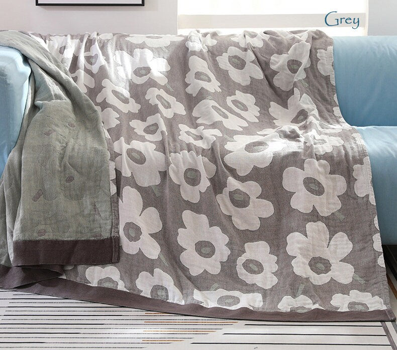 Soft 5 Layers Cotton Throw Bed Cover 100% cotton Muslin Woven Sofa Throw Home Decor,Double-sided Bed Throw Blanket,Housewarming gift.