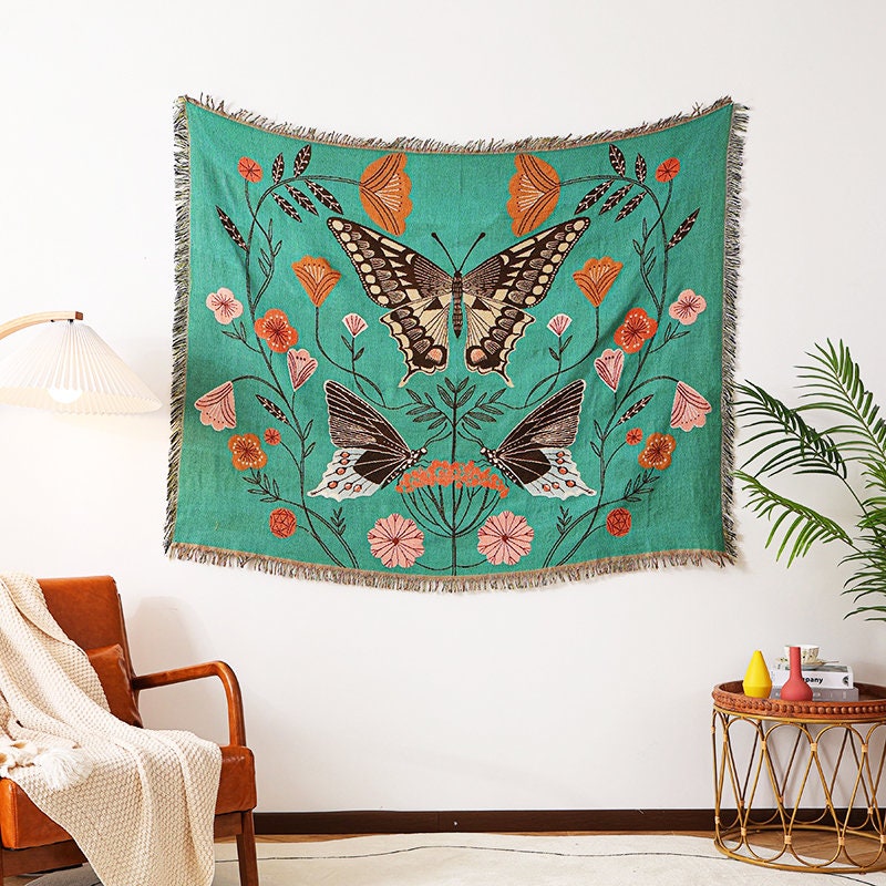 Butterfly Throw,Wall Art Blanket,Tapestry Blanket, Couch Throw, Summer Blanket, Cozy Blanket,large size, Gift for Her, Birthday Gift, Decor