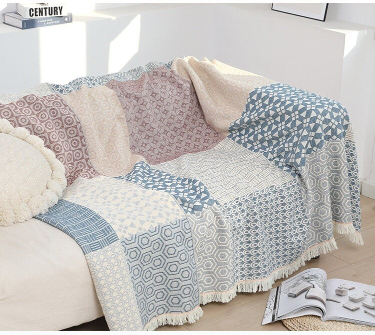 Cotton Blanket with tassel,cotton bedcover Sofa Blanket,Tassel Decorative King Size Bed Woven Cotton Blanket for summer,Housewarming gift