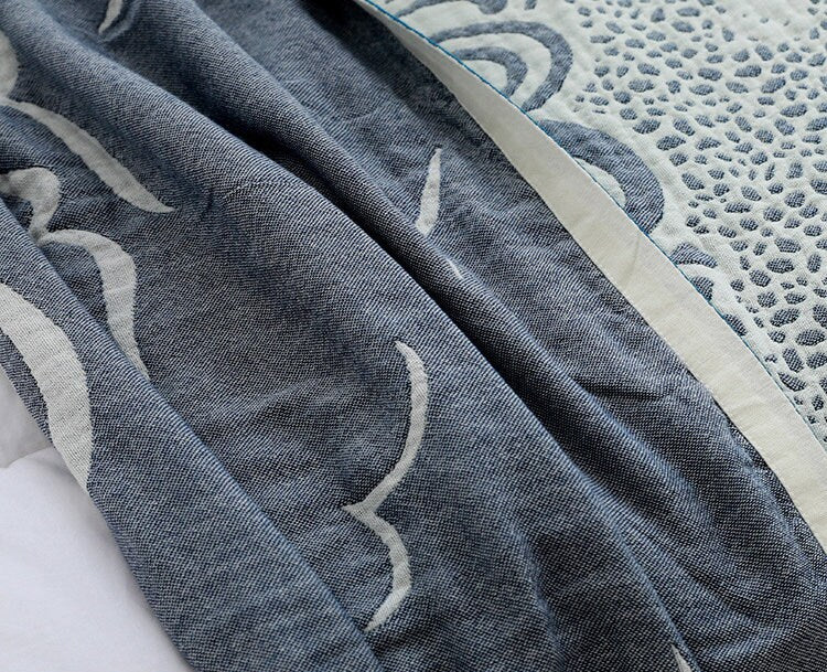 Cartoon whale four layers cotton blanket 100% cotton, Bedcover sofa blanket, Bedspread nap blanket cotton throw,Gift for Home, Decor