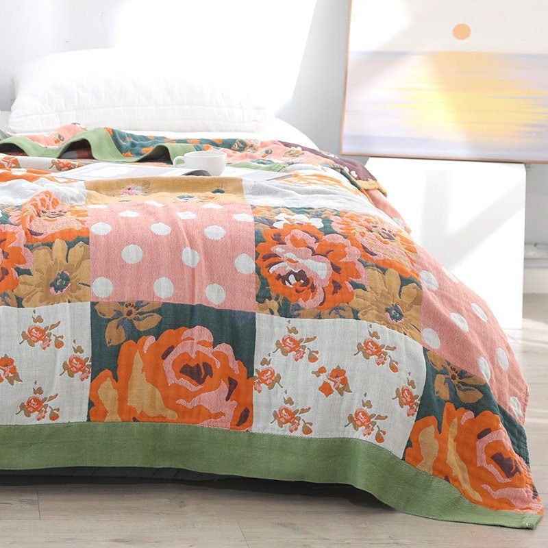 Five layers cotton blanket 100% cotton, Bedcover sofa blanket, Bedspread nap blanket cotton throw,Gift for Home, Decor