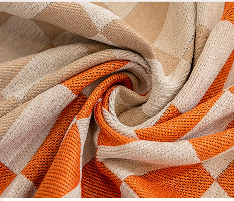 Checkerboard chenille jacquard tassels bedcover sofa blanket, Couch bedspread nap blanket throw,Gift for home, Decor home