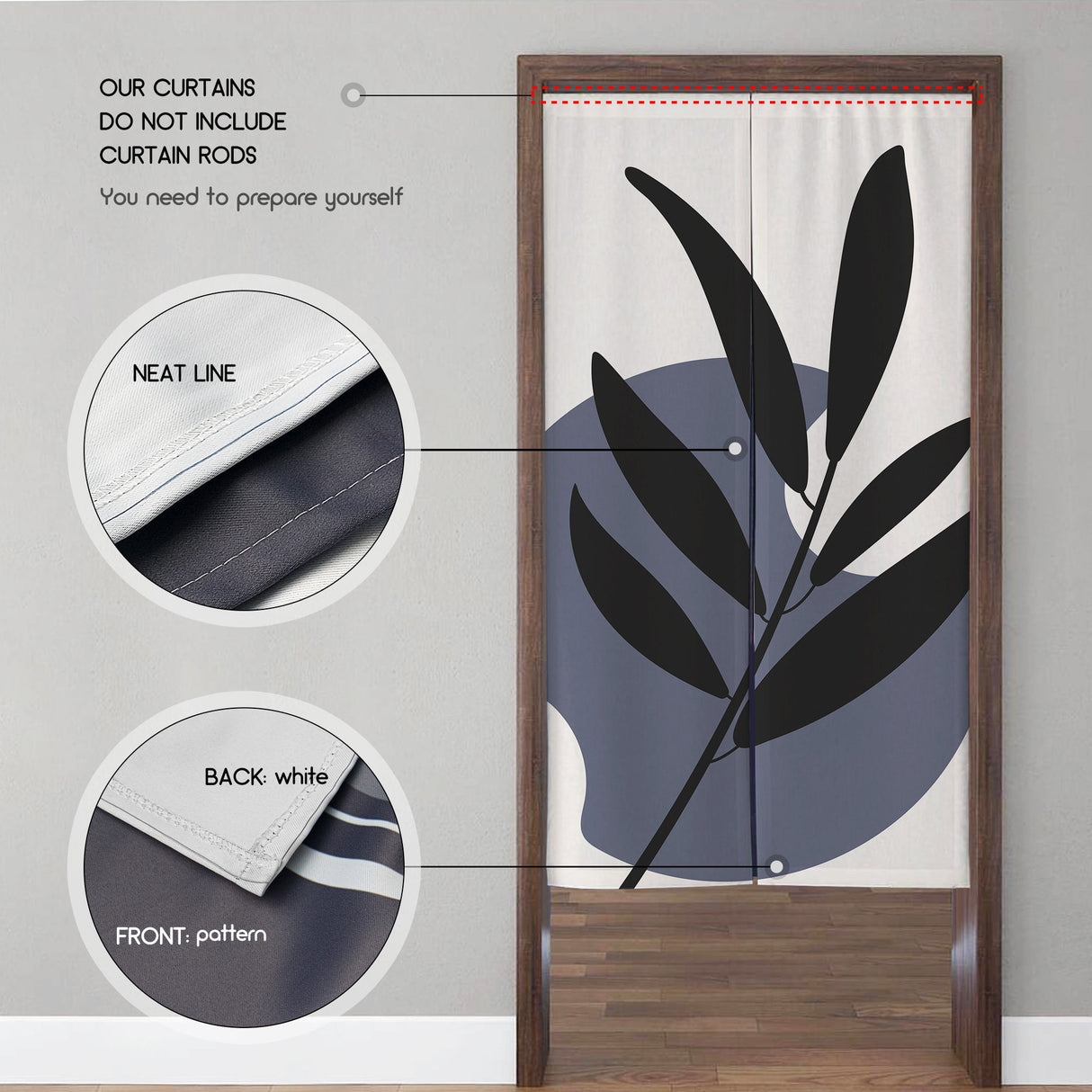 Botanical Noren Door Curtains, Nature Landscape Cherry blossoms cute bunny Doorway Curtain, for Kitchen Partition Bedroom Door Privacy Decor