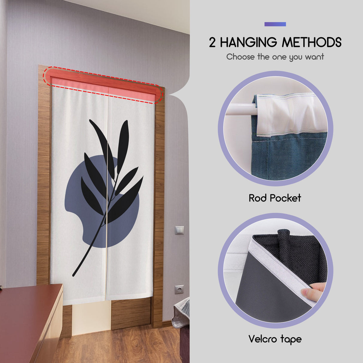 Botanical Noren Door Curtains, Nature Landscape Cherry blossoms cute bunny Doorway Curtain, for Kitchen Partition Bedroom Door Privacy Decor