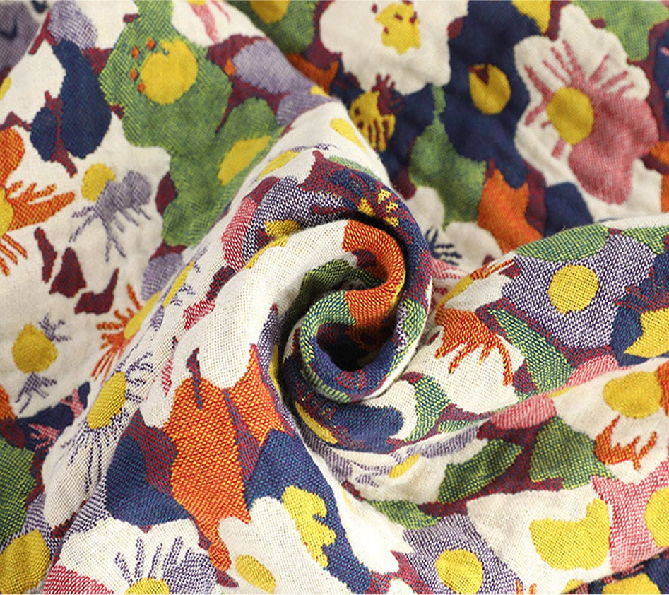 Five Layers Cotton Blanket 100% Cotton Bedcover Sofa Blanket,Throw with Tassels Bed Woven Cotton Blanket,Home Decor