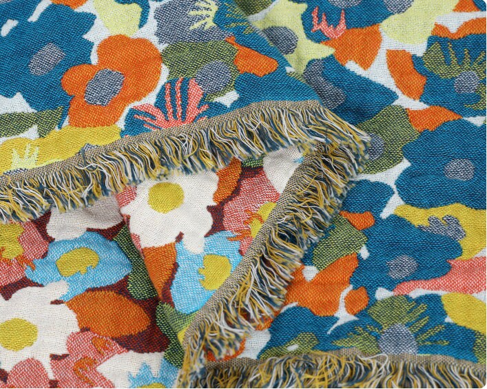 Five Layers Cotton Blanket 100% Cotton Bedcover Sofa Blanket,Throw with Tassels Bed Woven Cotton Blanket,Home Decor