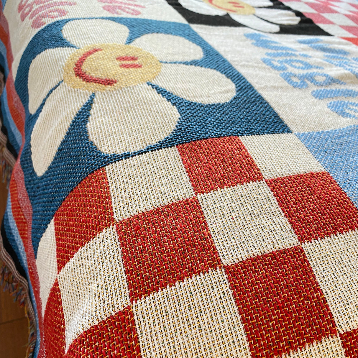 Sun Flower Smiley Face Throw,Wall Art Blanket,Tapestry Blanket, Couch Throw, Cozy Blanket,large size, Gift for Her, Birthday Gift, Decor