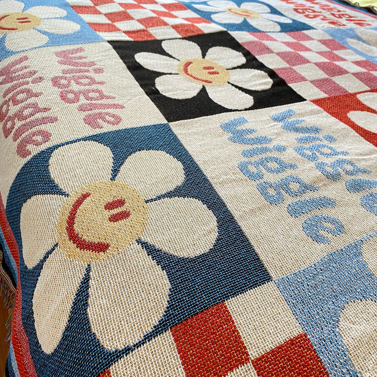 Sun Flower Smiley Face Throw,Wall Art Blanket,Tapestry Blanket, Couch Throw, Cozy Blanket,large size, Gift for Her, Birthday Gift, Decor