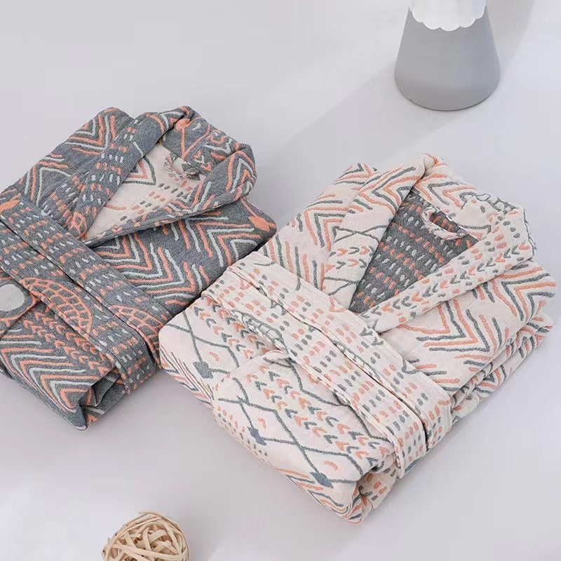 Bohemia Cotton robe,Kimono Nightwear Couple Robe,The Texture of Gauze,Bathrobe for birthday gift & anniversary gift,Housewarming gift