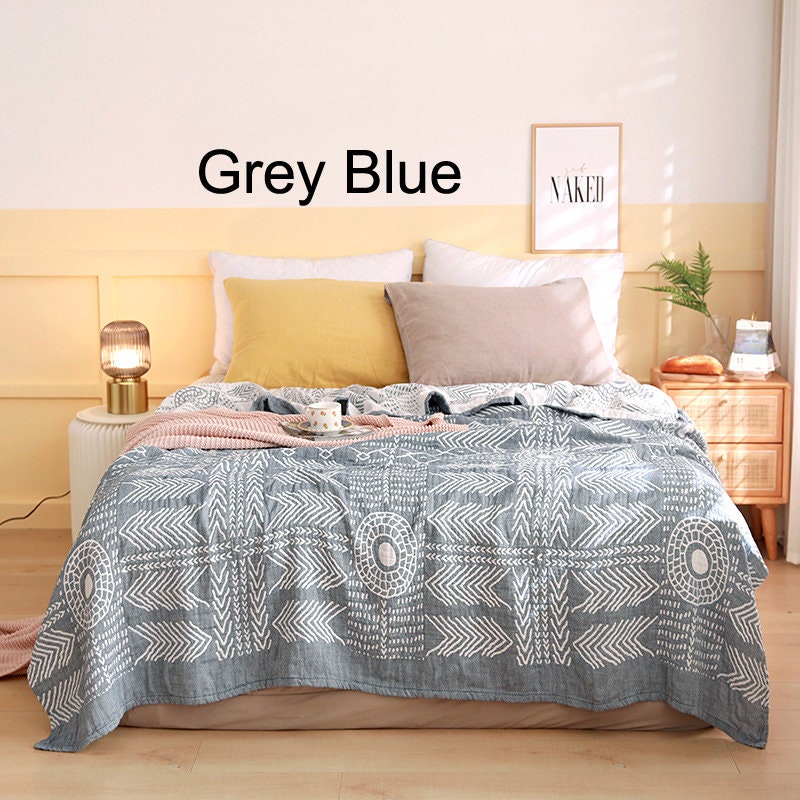 Bohemia Cotton Blanket Throw,Cotton Blanket 3-Layers Double-sided Woven Home Decor Bedding,Cozy Nap Throw Blanket,Housewarming gift.
