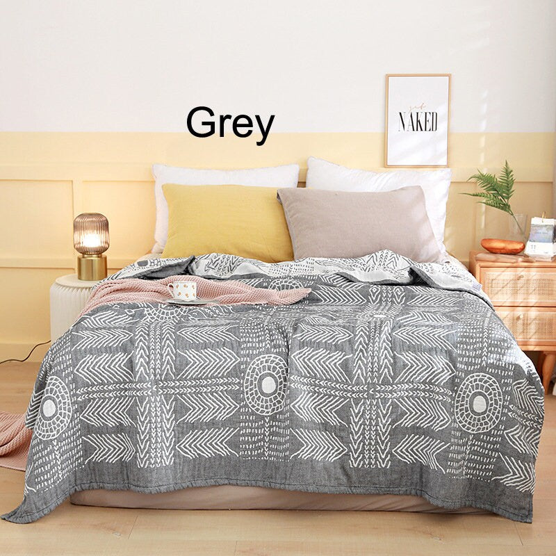 Bohemia Cotton Blanket Throw,Cotton Blanket 3-Layers Double-sided Woven Home Decor Bedding,Cozy Nap Throw Blanket,Housewarming gift.
